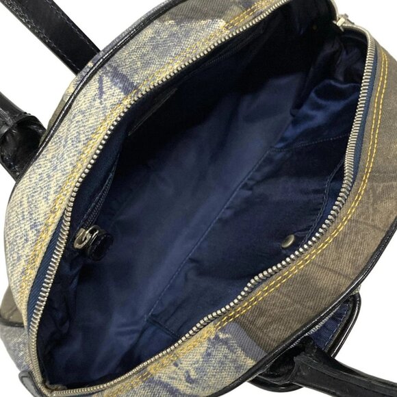 Auth DIOR/ChristianDior Double Saddle Bag Blue Dark Navy Multi Canvas Handbag - Picture 15 of 16